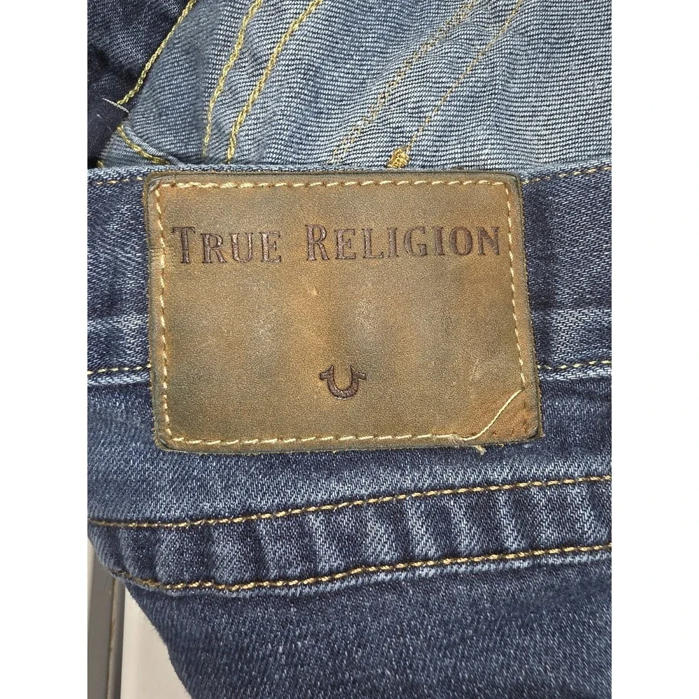 True Religion World Tour Straight Leg Blue Jeans with Flaps Men's 36x33